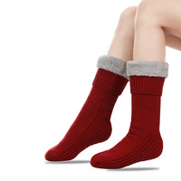 Chaussettes d'intérieur tricotées en fausse fourrure antidérapantes et thermiques pour l'hiver