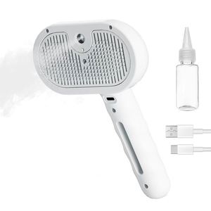 Cat Steam Brush 3-in-1 Steamy <b>Rubber</b> & <b>Plastic</b> Eco-Friendly Pet Hair Removal Comb Self-Cleaning Anti-Static Grooming Brush - Product Image 1