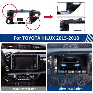Meihua Silver Dash Mount Kit Guarnição Painel Autoradio Car Stereo Radio Fascia Quadro para <span class=keywords><strong>Toyota</strong></span> <span class=keywords><strong>Hilux</strong></span> 2015-2020 Cabo de Painel - Product Image 4