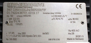 Motorreductor de Aluminio SEWS KA77/T DRN100L4/BE5HR/ES7C 64.75:1, 1000 RPM, 24V, Arranque KA77/T DRN100L4/BE5HR/ES7C - Product Image 4
