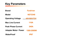 Contrôleur de moteur BLDC à onde sinusoïdale Fardriver ND72340 48V 72V 2000W 3000W, contrôleur FOC avec configuration BT