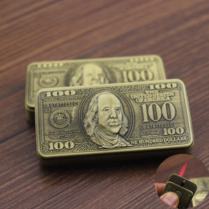 Pemantik Api Logam Kreatif $100, Api Merah Tahan Angin, Desain Unik Tarik-Turun - Product Image 1