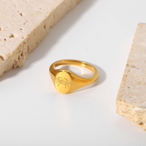 Anneau de chevalière tendance Instagram plaqué or 18 carats, en acier inoxydable imperméable, signe <span class=keywords><strong>du</strong></span> zodiaque, 12 signes astrologiques, pour femmes et hommes - Product Image 6
