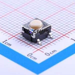 B3S-1000P Tactile Switch SMD-4P,6x6.6mm Switch Single Pole Single Throw Round Button 1.6N Vertical Mount - Product Image 1