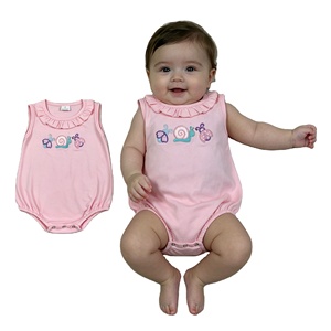 RTS Boutique Snails Combinaison bulle décontractée pour bébés filles et tout-petits, avec broderie et jolis nœuds, vente en gros, body nouveau-né - Product Image 1