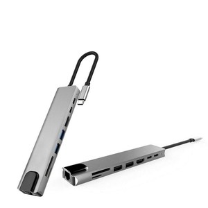 Chất lượng cao 8 trong 1 Multiport Loại C USB3.0 * 1 + USB2.0 * 1 + USB-C PD sạc + HDTV 4K + 100Mpbs + SD + TF + PD USB-C dữ liệu Hub Cáp Adapte - Product Image 4