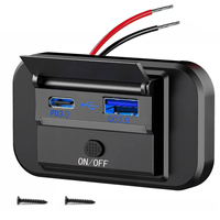 Support mural double charge rapide 3.0 et prise USB PD rv 12v avec interrupteur d'alimentation Couvercle étanche