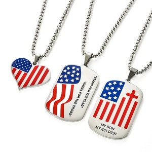 Collier pendentif drapeau américain en acier inoxydable, style hip-hop, avec breloques en forme de plaque militaire, pour hommes et femmes, cadeau bijoux - Product Image 1