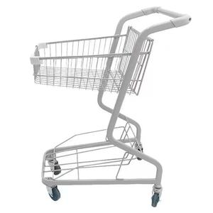Supermercado Mall <span class=keywords><strong>Bar</strong></span> KTV Snack Group Store Carro de mano de metal Carro de carga Malla de superficie de PU de doble capa para compras de comestibles - Product Image 4