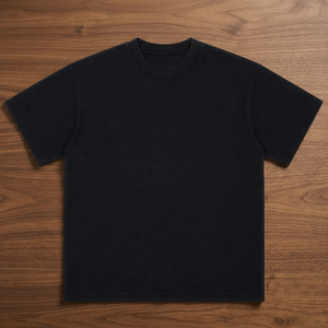 T-shirt en jersey de coton noir à manches courtes et col rond pour homme, coupe oversize, motif tricoté décontracté, respirant, imprimé par transfert thermique, 240g - Product Image 3