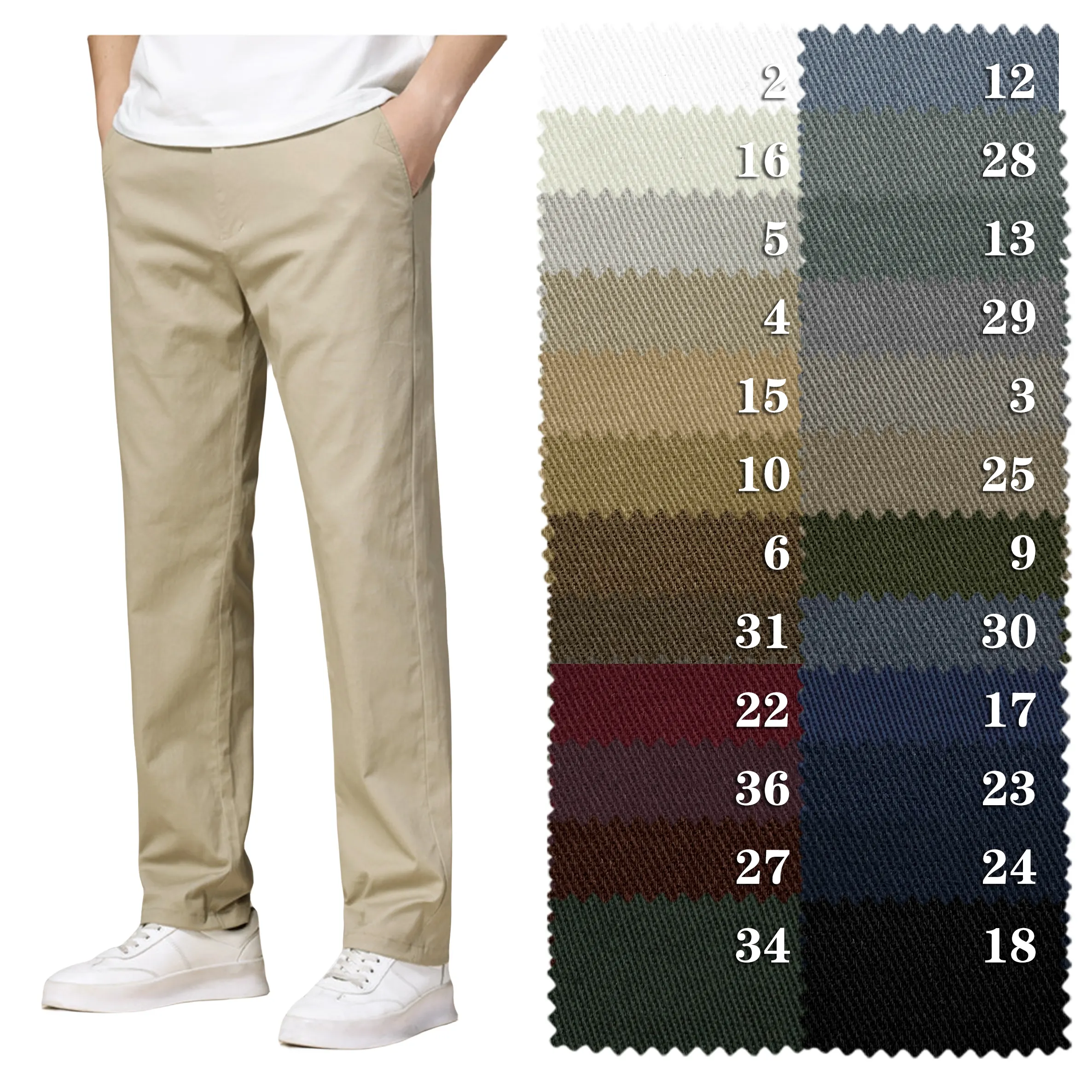 Good Quality 98% Cotton 2% Spandex Elastic Pants Fabric Cotton Spandex Fabric Woven Cotton Elastane Twill Fabric For Trousers