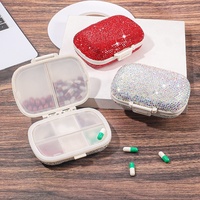 Boîte à pilules portable 6 compartiments, mini organisateur de médicaments, étui quotidien pour vitamines pour fille, boîte de rangement de suppléments de poche, boîte à bijoux, porte-clés