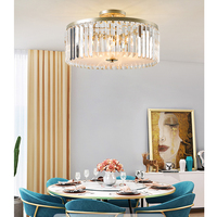 Plafonnier LED moderne et économique en fer, cristal et acrylique, finition dorée, garantie 2 ans, certifié RoHS, chambre à coucher, salon