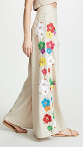 Manni Vrouwen Zuiver Linnen Borduren Broek <span class=keywords><strong>Indian</strong></span> Stijlvolle Wijde Pijpen Losse Broek - Product Image 2