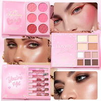 Palette de maquillage pour le visage 8 en 1, kit de maquillage tout-en-un de style livre, fard à paupières, blush, illuminateur, contour, rouge à lèvres, mascara pour le visage entier