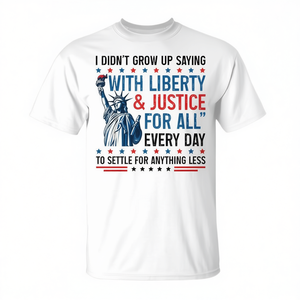 T-shirt unisex in cotone a maniche corte con scollo rotondo e stampa Liberty Justice For All, abbigliamento promozionale per adulti - Product Image 2