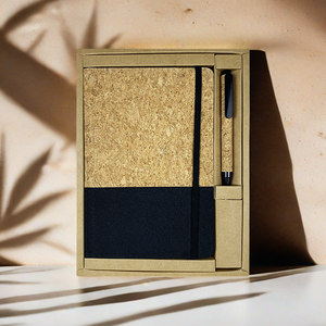 Feuilles doublées de grain de bois à couverture rigide A5 Journal Notebook Coffrets cadeaux Stylo en liège et boîte-cadeau - Product Image 2