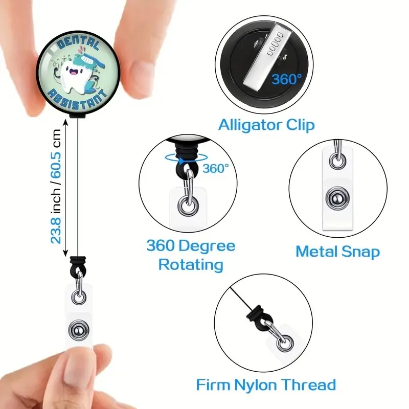Wholesales custom cheap hospital retractable badge reel with alligator clip doctor ID badge holder funny gift for medical staff