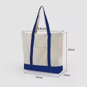 Bolsa de Lona Personalizable, Resistente y Portátil, con Correa de Color Combinado y Base Reforzada, Tamaño Grande, para Compras - Product Image 6