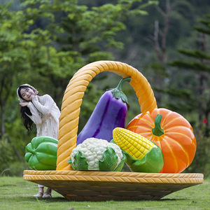 Sculpture d'art alimentaire en résine pour extérieur, modèle de panier de fruits et légumes personnalisé, réalisme artistique, couleur personnalisée, cadeau d'entreprise - Product Image 3