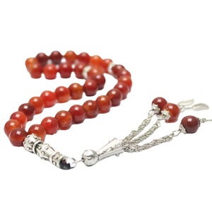 Bijoux islamiques personnalisés religieux de haute qualité tasbih Muslim Rose 33 prières plumes Tassel rose agate 10mm 8mm perle - Product Image 3