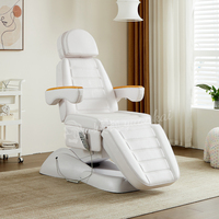 Lit de beauté électrique moderne blanc réglable en hauteur pour extensions de cils, traitements faciaux et esthétique, avec 3 moteurs