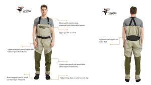 <span class=keywords><strong>Waders</strong></span> de taille en tissu <span class=keywords><strong>respirant</strong></span> 3 et <span class=keywords><strong>5</strong></span> <span class=keywords><strong>couches</strong></span> de haute qualité pour la pêche et la chasse - Product Image 2