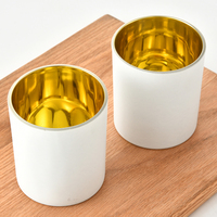 Jars à bougies parfumées en verre de luxe doré électro-plaqué, récipients à bougies en verre, jarre plate pour la fabrication de bougies