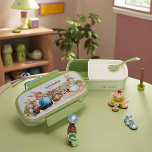 Lonchera de Plástico para Llevar Comida, con Cuchara y Cubiertos, 2 Compartimentos, Gran Capacidad, Material de Grado Alimenticio - Product Image 1