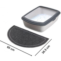 Tapis pour animaux de compagnie Haoxuan, durable, antidérapant, en PVC, 7 mm d'épaisseur, forme de demi-lune, impression personnalisée, lavable, doux, moderne, toutes saisons, pour chats et chiens