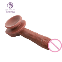Consolador realista de gran venta, producto para adultos, Material de silicona de doble dureza con base de ventosa fuerte, Consolador de masturbación femenina