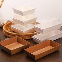 Boîte à sandwich rectangulaire transparente jetable de qualité alimentaire, boîte longue personnalisée en carton imprimé, emballage à emporter pour le petit-déjeuner avec couvercle en plastique