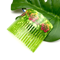 Peignes à cheveux en acrylique tendance, imprimés Plumeria Frangipani, accessoires pour cheveux pour femmes et filles