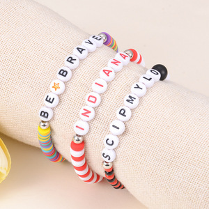 Yima Jewelry Polymer <b>Clay</b> <b>Bracelet</b> With English Letters Colorful <b>Beaded</b> Kids Jewelry For Gift Tourist Souvenirs - Product Image 1