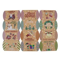 Vente en gros de boîtes cadeaux de Noël avec motif Père Noël, boîte en papier kraft brun pour emballage cadeau