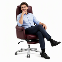 Chaise de bureau pivotante ergonomique moderne de luxe léger en cuir véritable de FoShan, avec dossier haut, design épuré et confort optimal