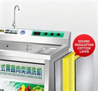Commerciële Turbo Groentewasmachine met Ozon Sterilisatie Belletjesreiniging voor Hotel, Kantine, Fruit, Vlees, Zeevruchten
