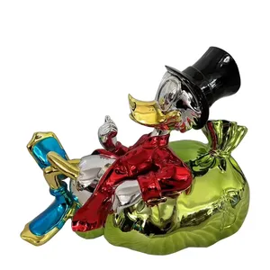 Spedizione Rapida, Statua in Fibra di Vetro/Resina Pop Art Elettroplaccata di <span class=keywords><strong>Paperino</strong></span> Sdraiato sulla Borsa, Disponibile in Magazzino - Product Image 6