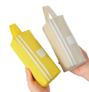 Étui à crayons en toile à double fermeture éclair personnalisé avec poignée, grande capacité portable, sac de papeterie pour enfants - Product Image 4