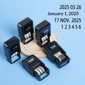 Série de tampons dateurs auto-encreurs en plastique avec ajustement flexible de l'année, du mois et de la date pour usage bureautique - Product Image 1