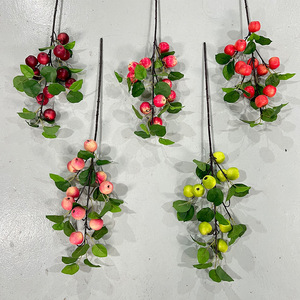 Petites fleurs artificielles en soie en forme de pomme, bouquet pour décoration de mariage, décoration intérieure, accessoires de photographie - Product Image 2