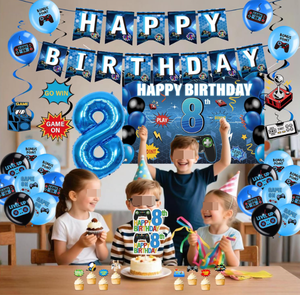 Decoración para Fiesta <span class=keywords><strong>de</strong></span> 10 Años con Temática <span class=keywords><strong>de</strong></span> Videojuegos: Banderines, Pósters, Guirnaldas, Serpentinas, Globos <span class=keywords><strong>de</strong></span> Número, Globos Impresos, Adornos para Pastel - Product Image 3