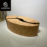 Offre Spéciale sur mesure prix usine prix Table de salon de luxe or en acier inoxydable noir Table basse ovale