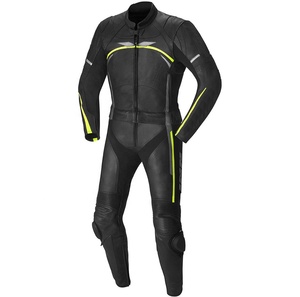 Cierre de cremallera Diseño de rayas de neón Traje de motocicleta de cuero Carreras Moto Ropa de cuero Chaqueta de moto Hombres Rodilleras Coderas - Product Image 1