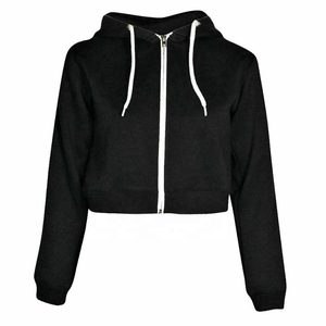 Top qualité femmes imprimé blanc haut court sweats à capuche Gym Fitness plaine haut court à capuche filles - Product Image 1