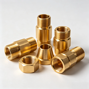 Custom Machined Brass Thread Fittings & Gear Shaft, OEM CNC Brass Turning Parts for <b>Fluid</b> Control & Transmission System - Product Image 2