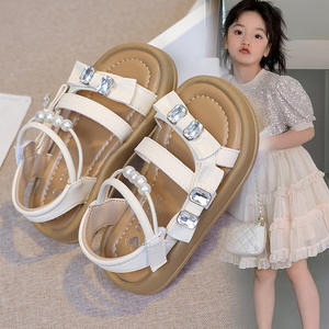 2025 Summer New Girls' Rhinestone Princess Sandals Soft Soled Beach <b>Shoes</b>-Middle Large Size - Product Image 1