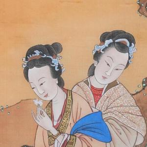 Pergamena d'Arte Vintage Cinese Dipinta a Mano con Figura Femminile e Fiori di Prugna per Arredamento Casa e Collezione - Product Image 5