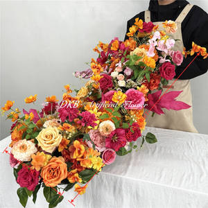 พรมดอกไม้ประดิษฐ์ขนาดใหญ่หลากสีทำมือจากผ้าไหม/ผ้า สำหรับทางเดินงานแต่งงาน วันแม่ และคริสต์มาส จาก DKB Wholesale - Product Image 2