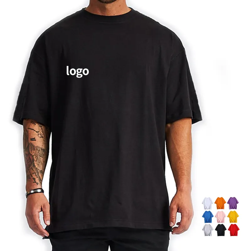 200gsm 100% Katoen Effen Blank Vintage Drop Shoulder Oversized T-shirts Zwaargewicht T-shirts Custom Logo Mens Oversized TShirts